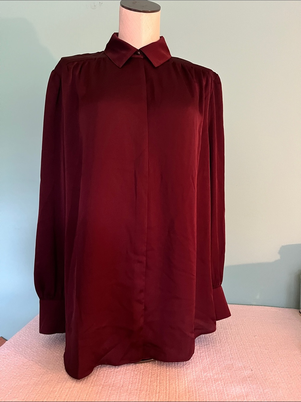Ann Taylor Factory Women's Button-Up Shirt in Merlot